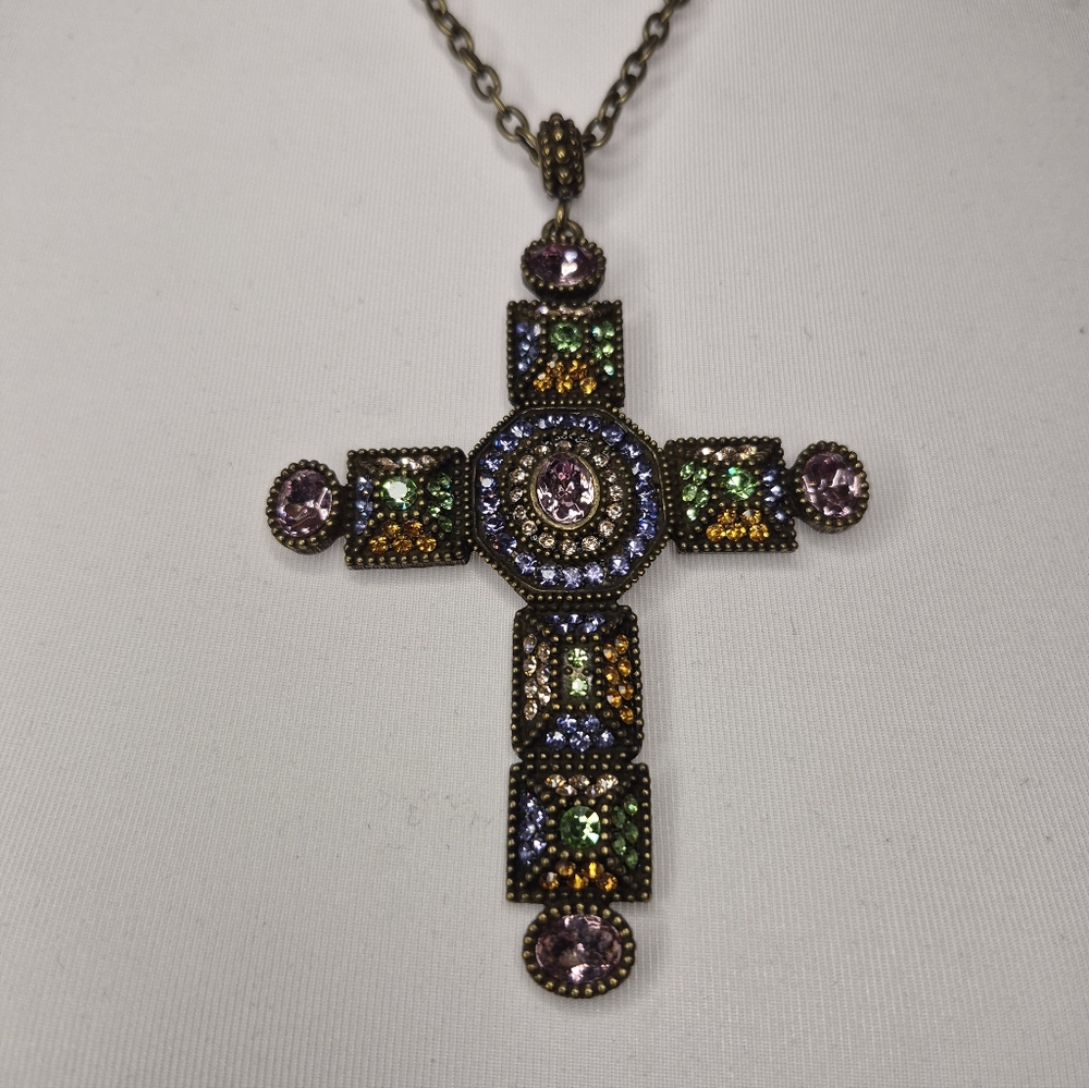 Real Collectibles by Adrienne Swarovski Crystal Cross Necklace - 30 inch chain